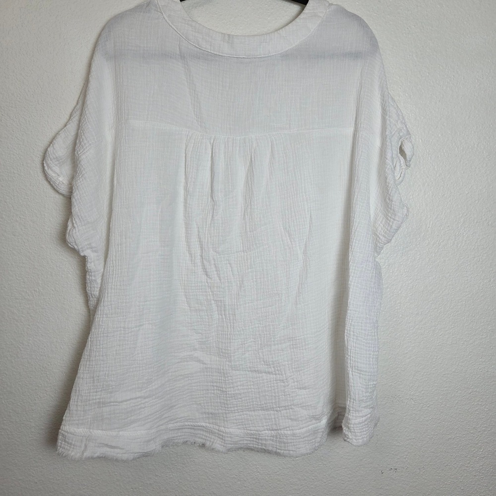 Cato White Cottage Peasant Blouse 100% Cotton Fringe Hem - Picture 2 of 8